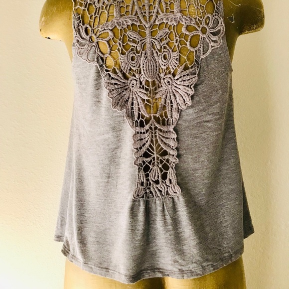 DEX Grey LACE BACK Sleeveless VEST TOP S - Picture 8 of 8